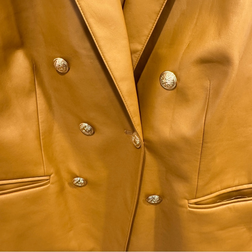 Calvin Klein Double-Breasted Faux Leather Blazer Womens 24W Business Casual - Picture 5 of 11